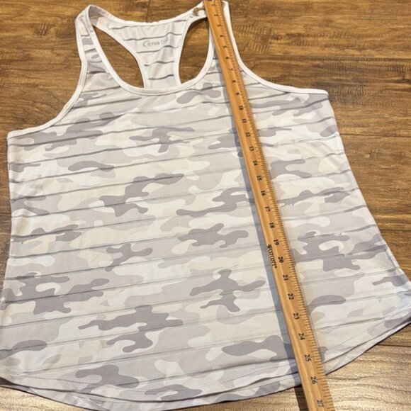 Zyia Active Havana Tank in White and gray camo and Striped Mesh - Picture 2 of 9